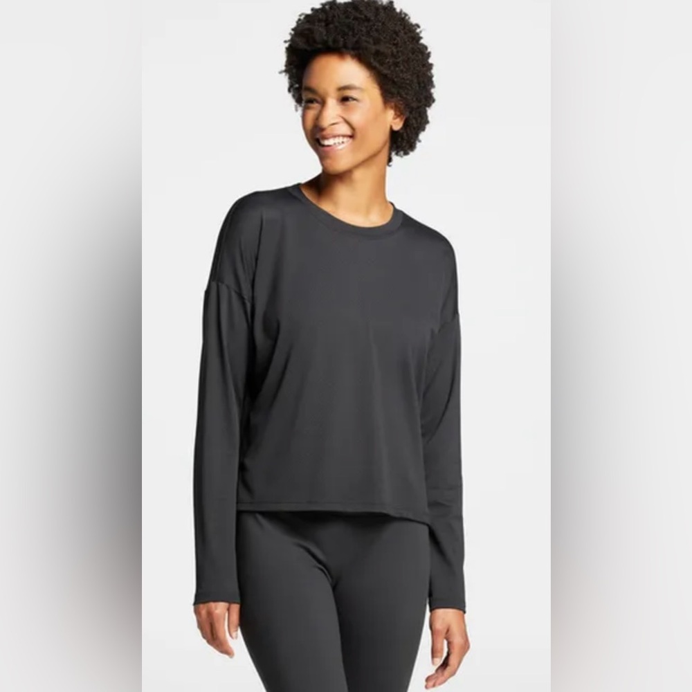 Calia NWT Bubble Mesh Women's Black Long Sleeve Top